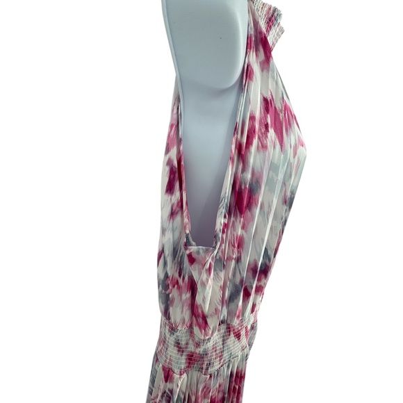 NWT Halogen Sleeveless Pleated Sharkbite Hem Midi Halter Dress Magenta Size XL - Picture 6 of 10